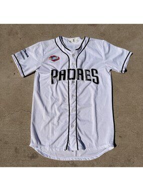 Vintage Padres San Diego YOUTH Cotapaxi White Blue US Bank Jersey Sz XL